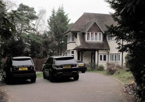 Adegboyegas home in the UK with Range Rovers