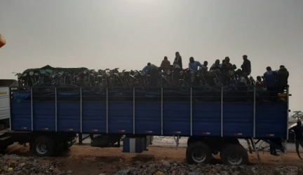 PHOTOS: Okada Shipped Enmasse Out Of Lagos As Traffic Law Enforcement Begins