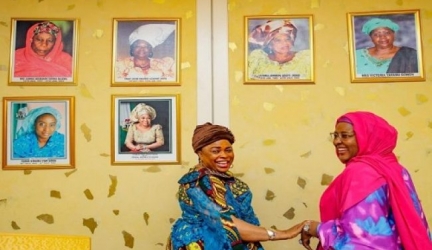 PHOTOS: Patience Jonathan Visits Aisha Buhari in Aso Rock